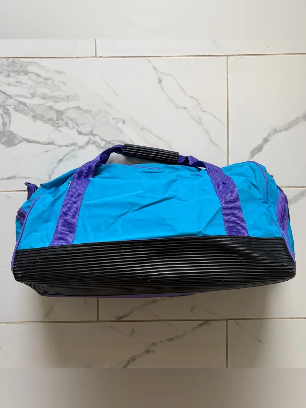 Vintage 1990s 90s Charlotte Hornets Duffle Bag Teal Purple Colorful Logo NBA
